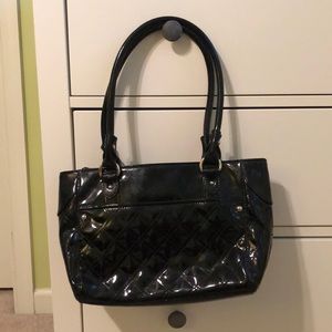 Loft black patent purse